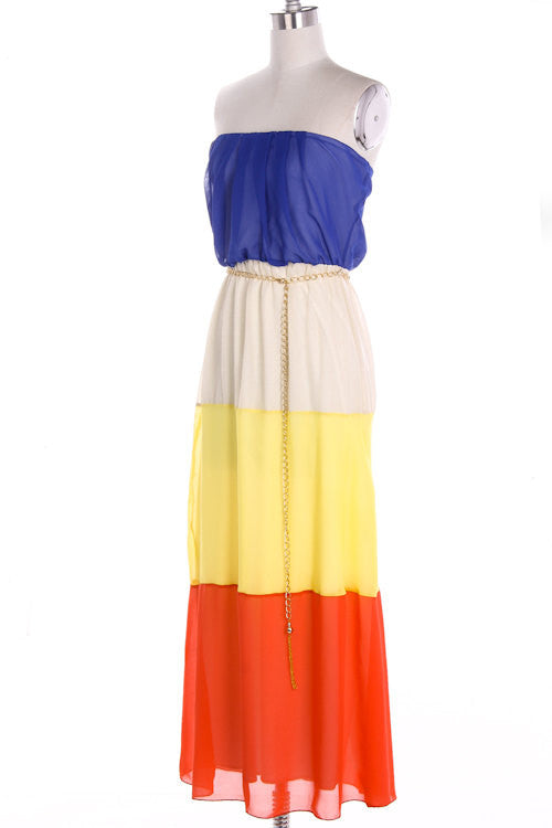 Strapless Colorblock Maxi Dress - Bean Concept - Etsy
