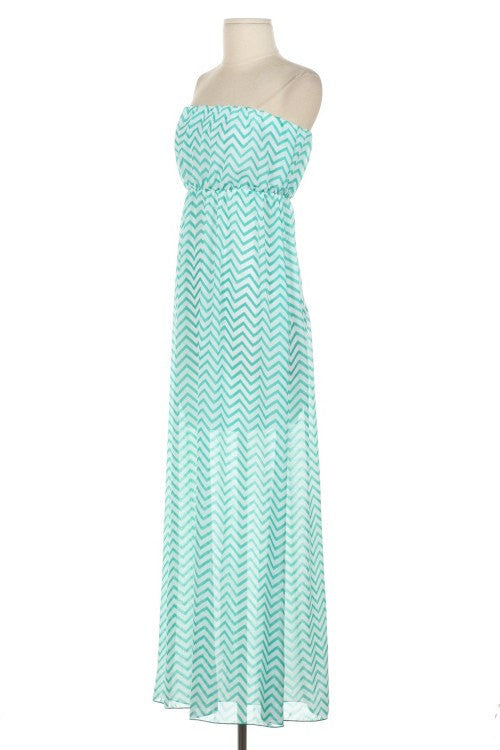 Strapless Chevron Maxi Dress - Bean Concept - Etsy