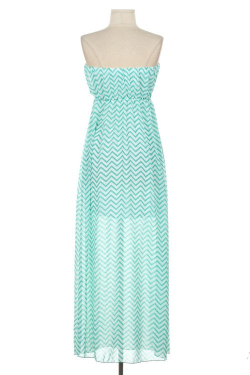 Strapless Chevron Maxi Dress - Bean Concept - Etsy