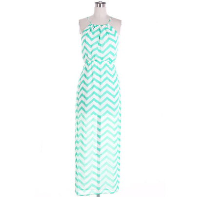 Chevron Maxi Dress with Open Back - Bean Concept - Etsy