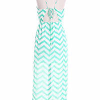 Coral Chevron Open Back Maxi Dress - Bean Concept - Etsy