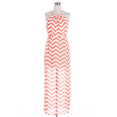 Coral Chevron Open Back Maxi Dress - Bean Concept - Etsy