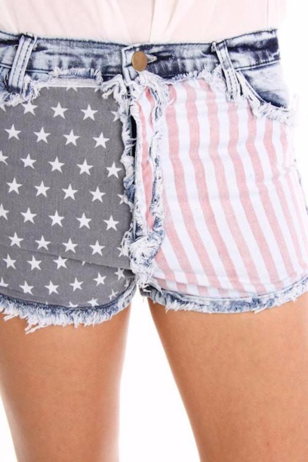 American Flag Denim Shorts - Bean Concept - Etsy