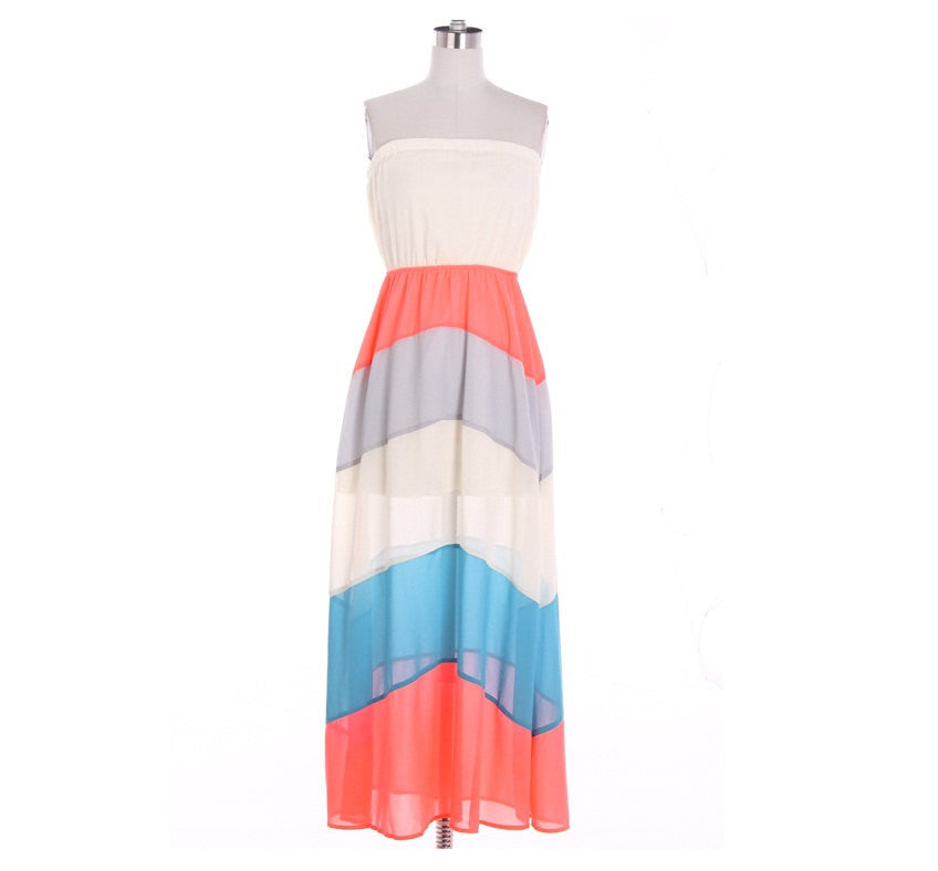 Strapless Colorblock Maxi Dress - Bean Concept - Etsy