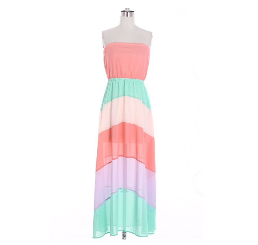 Strapless Colorblock Maxi Dress - Bean Concept - Etsy