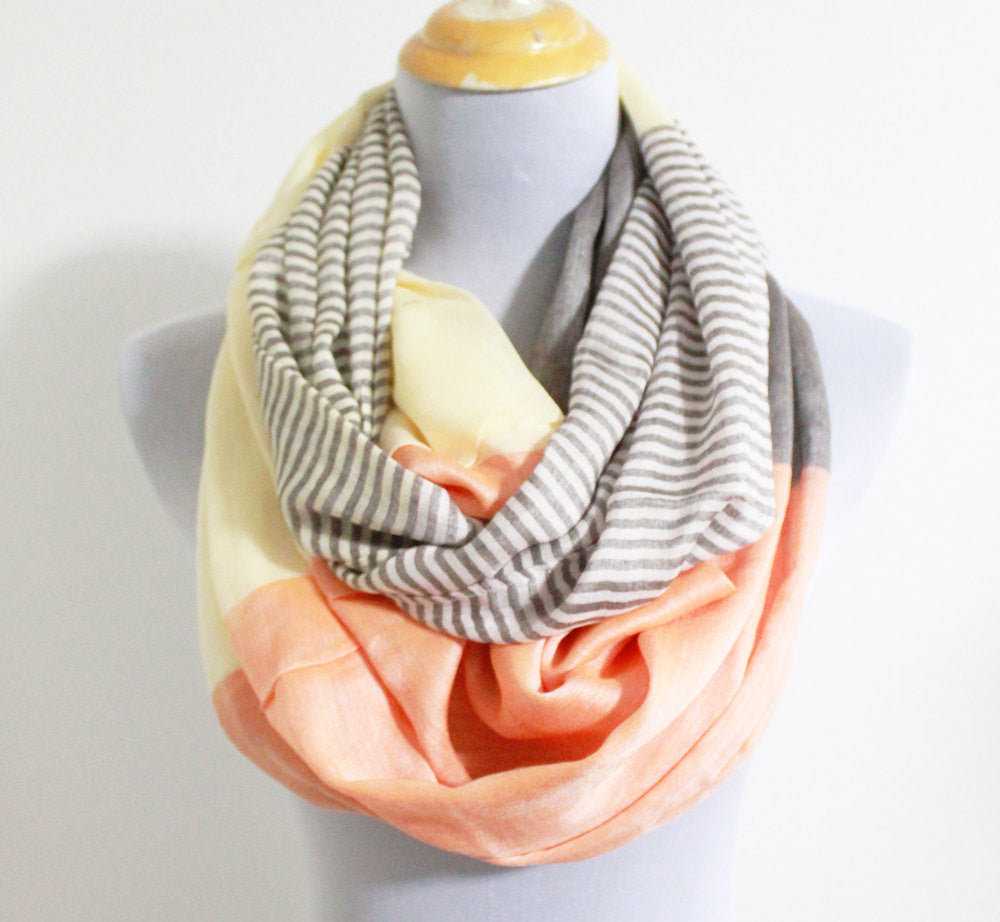Gray Striped Infinity scarf - Bean Concept - Etsy