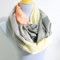 Gray Striped Infinity scarf - Bean Concept - Etsy