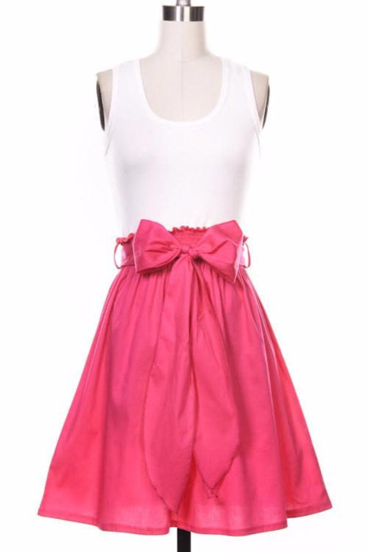 Pink Flare Short Dress with Bow Tie - Bean Concept - Etsy