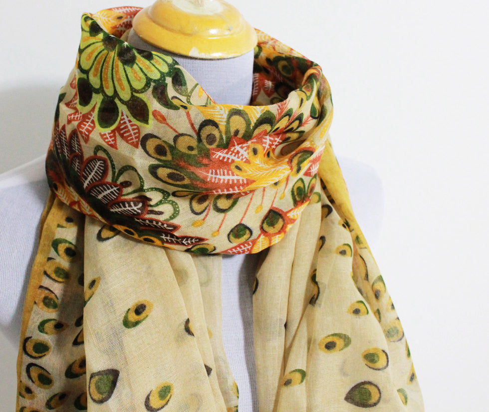 Brown Raindrop Flower Scarf - Bean Concept - Etsy