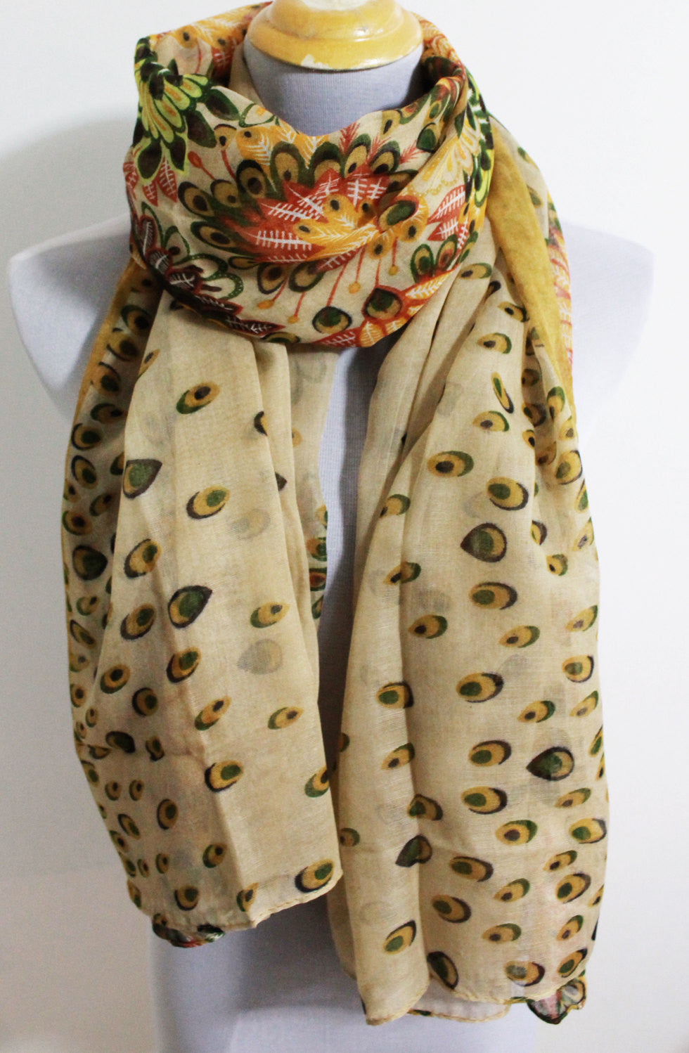 Brown Raindrop Flower Scarf - Bean Concept - Etsy