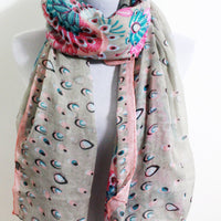 Brown Raindrop Flower Scarf - Bean Concept - Etsy