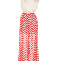 Coral Chevron Maxi Dress - Bean Concept - Etsy