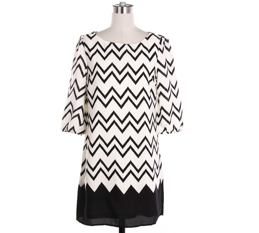 Black Chevron Blouse Dress - Bean Concept - Etsy