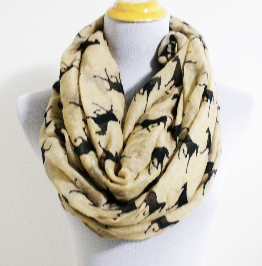 Khaki Horse Infinity Scarf - Bean Concept - Etsy