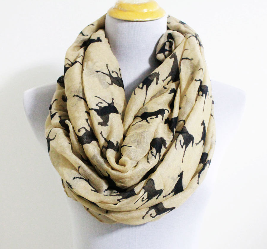 Khaki Horse Infinity Scarf - Bean Concept - Etsy