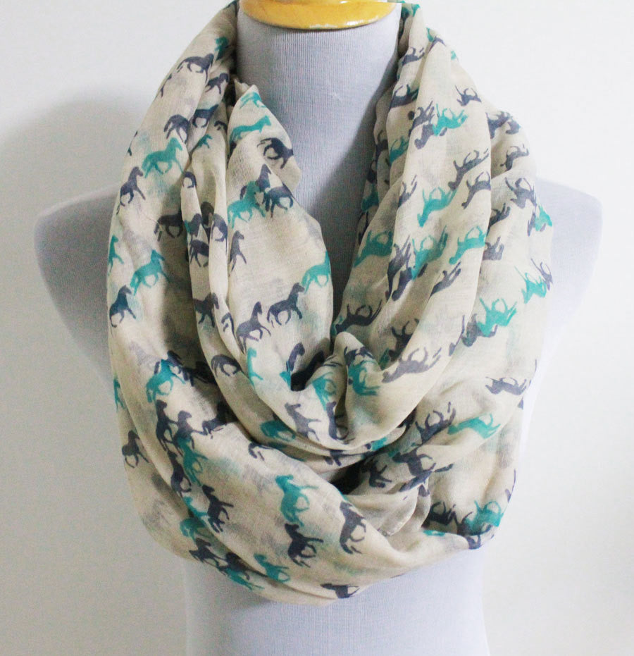 Khaki Mini Horse Infinity Scarf - Bean Concept - Etsy