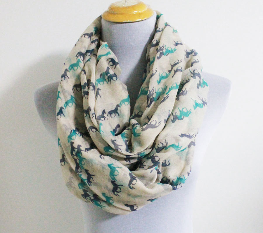 Mint Green Mini Horse Infinity Scarf - Bean Concept - Etsy
