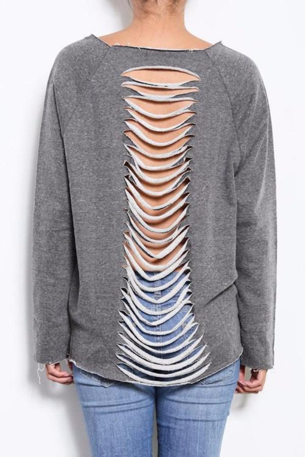 Gray Cutout Back Sweatshirt - Bean Concept - Etsy