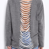 Gray Cutout Back Sweatshirt - Bean Concept - Etsy