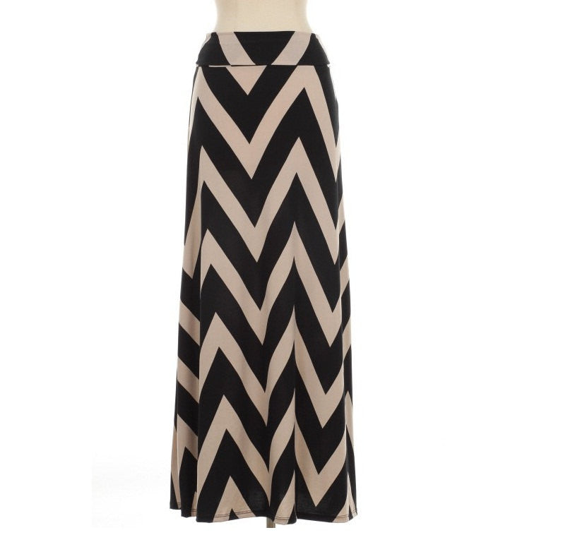 Khaki Chevron Maxi Skirt - Bean Concept - Etsy