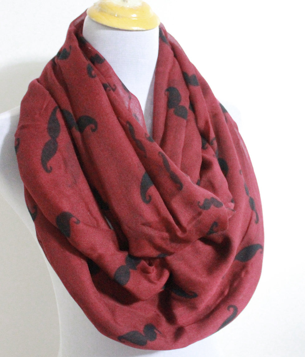 Red Mustache Infinity Scarf - Bean Concept - Etsy