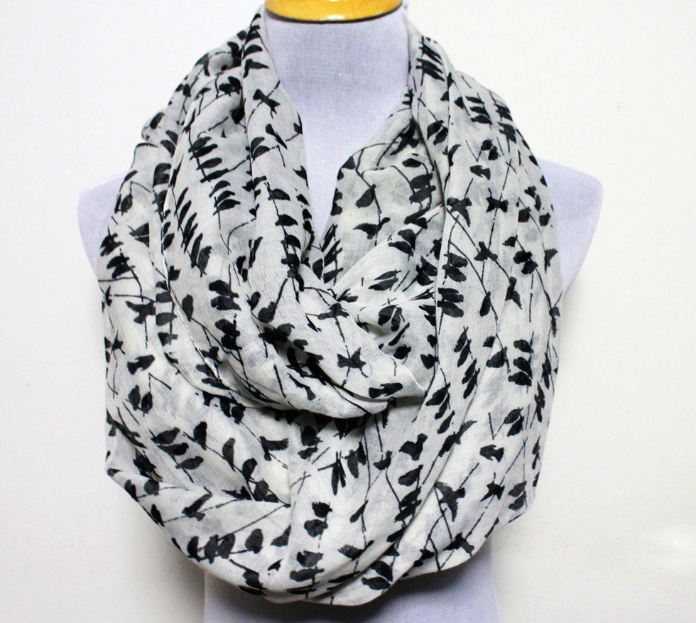 Mint Green Bird on Branch Infinity Scarf - Bean Concept - Etsy
