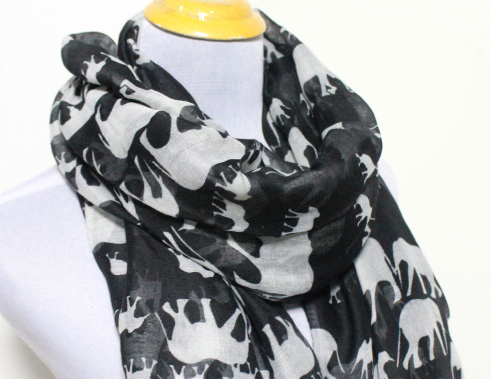 Black Elephant Scarf - Bean Concept - Etsy