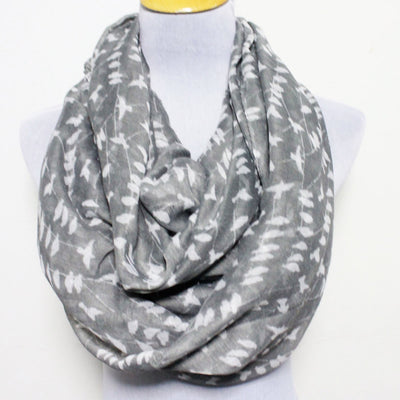 Gray Bird on Tree Infinity Scarf - Bean Concept - Etsy