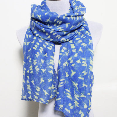 Blue with Yellow Bird on Tree Branch Scarf - Bean Concept - Etsy