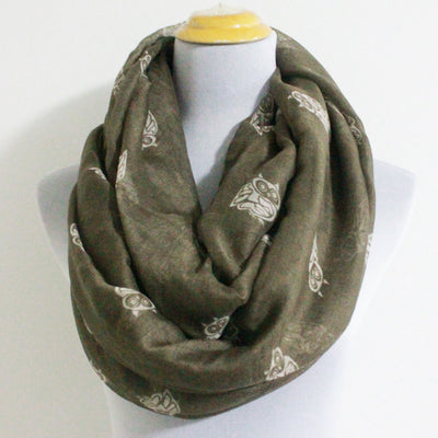 Taupe Owl Infinity Scarf - Bean Concept - Etsy