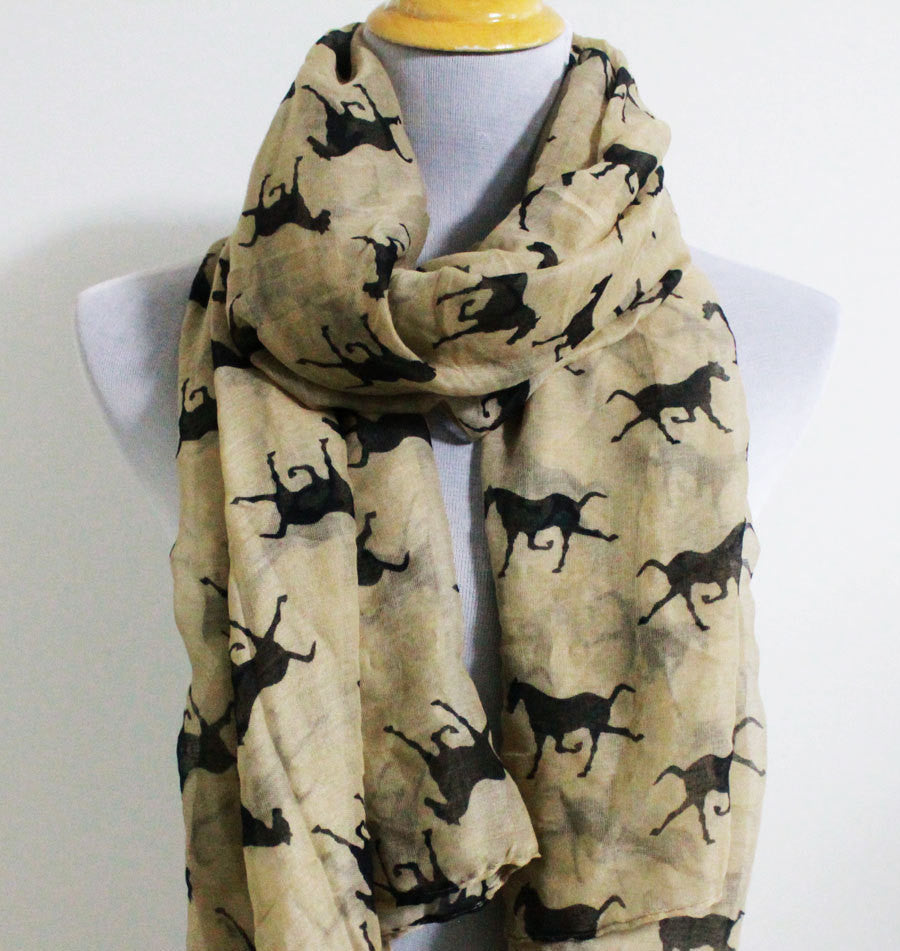 Khaki Horse Scarf - Bean Concept - Etsy