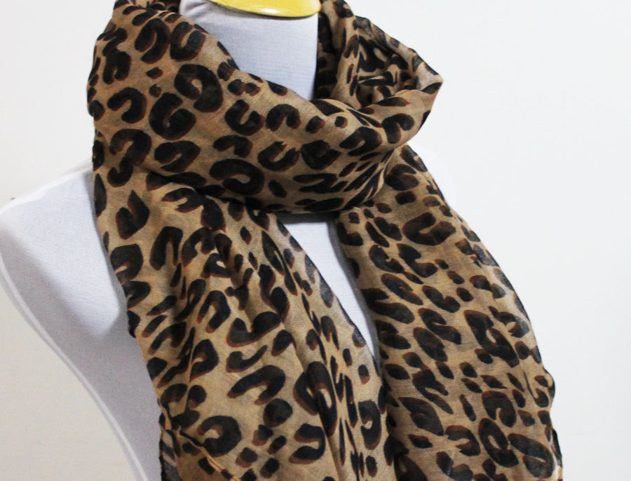 Brown Leopard Scarf - Bean Concept - Etsy
