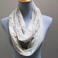 Ivory Linen Lace Infinity Scarf - Bean Concept - Etsy