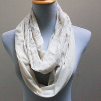 Ivory Linen Lace Infinity Scarf - Bean Concept - Etsy