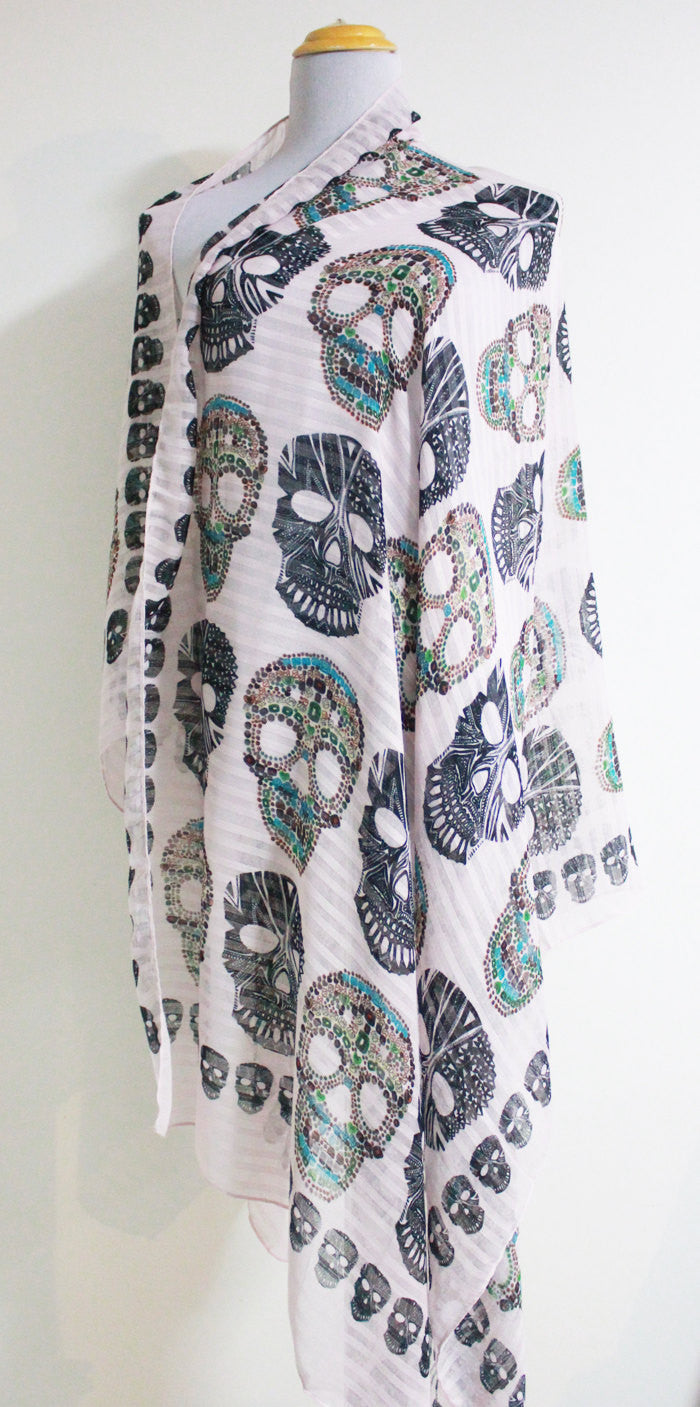 Light Cream Skull Scarf - Bean Concept - Etsy