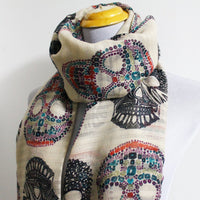 Light Cream Skull Scarf - Bean Concept - Etsy