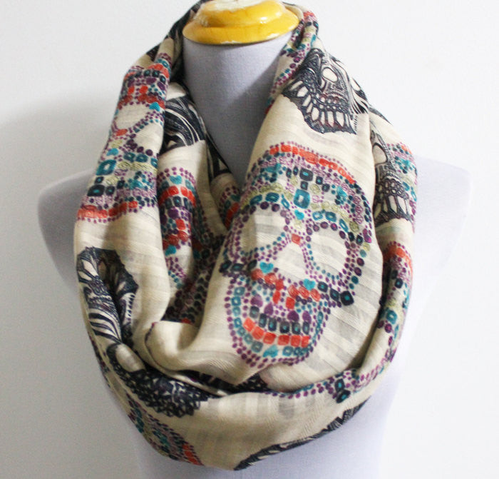 Pink Skull Infinity Scarf - Bean Concept - Etsy