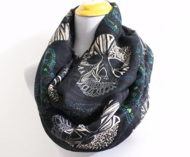 Skull Multicolor Skull Infinity Scarf - Bean Concept - Etsy
