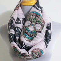 Light Cream Skull Infinity Scarf - Bean Concept - Etsy