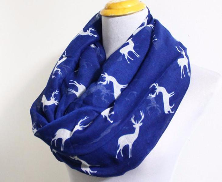 Navy Blue Reindeer Scarf - Bean Concept - Etsy