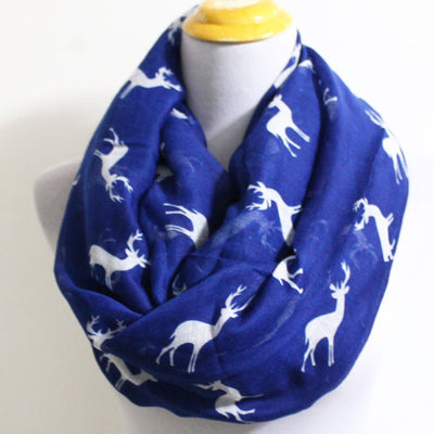 Navy Blue Deer Infinity Scarf - Bean Concept - Etsy