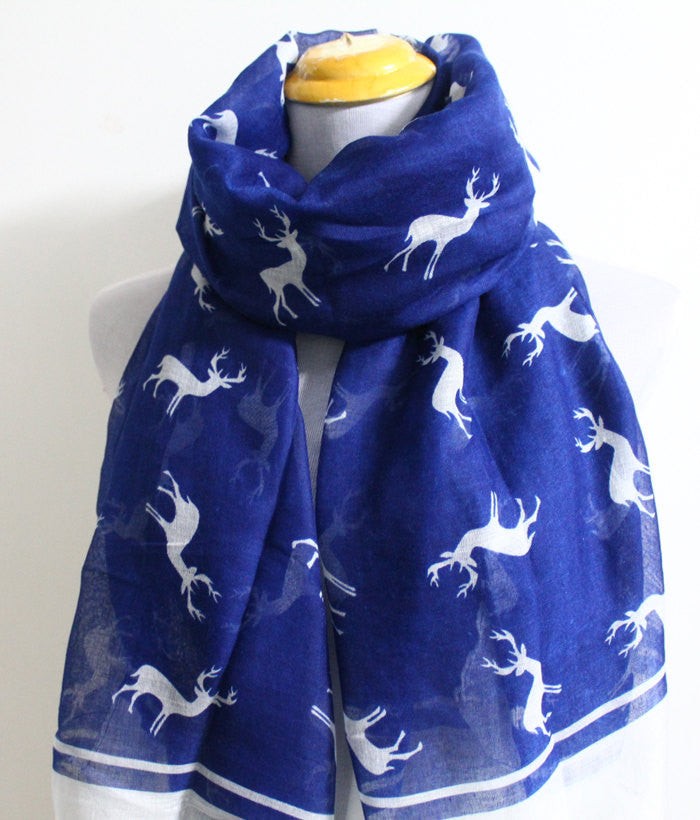 Navy Blue Reindeer Scarf - Bean Concept - Etsy