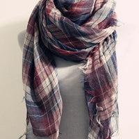 Plaid Woven Scarf with Baby Fringes - Bean Concept - Etsy