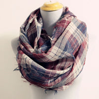 Plaid Woven Scarf with Baby Fringes - Bean Concept - Etsy