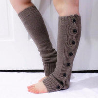 Taupe Brown Cozy Knitted Leg Warmer with Button Closure - Bean Concept - Etsy