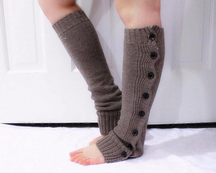 Black Chunky Knitted Leg Warmers with Buttons - Bean Concept - Etsy
