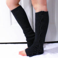 Black Chunky Knitted Leg Warmers with Buttons - Bean Concept - Etsy