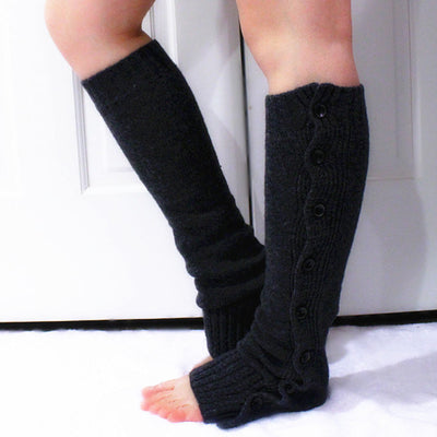 Black Chunky Knitted Leg Warmers with Buttons - Bean Concept - Etsy