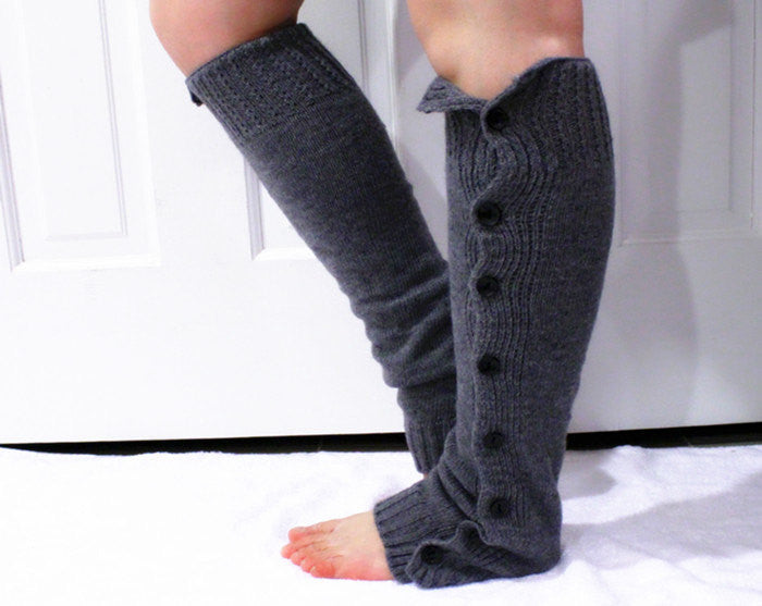 Taupe Brown Cozy Knitted Leg Warmer with Button Closure - Bean Concept - Etsy