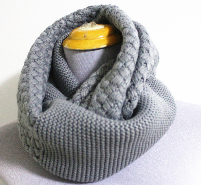 Gray Knitted Infinity Scarf - Bean Concept - Etsy